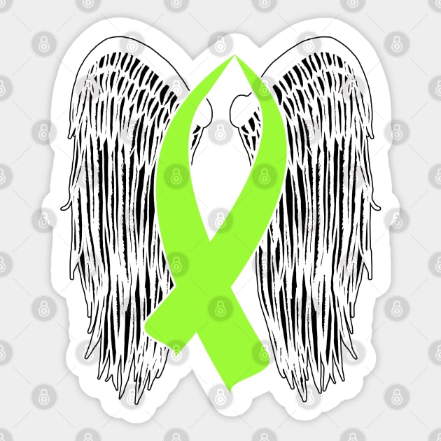 Winged Awareness Ribbon (Lime Green) Sticker by BlakCircleGirl